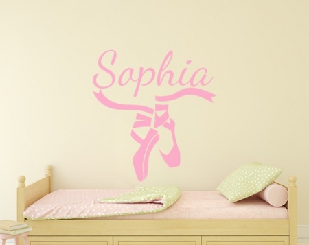 Custom Name Ballerina Ballet Dancer Wall Stickers – Vinyl Decal Decor For Nursery Kids – Multicolor