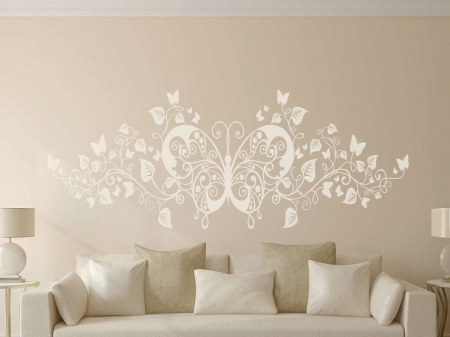 Butterfly floral wall art decal