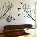 Bird cage tree wall decal