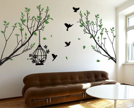 Bird cage tree wall decal