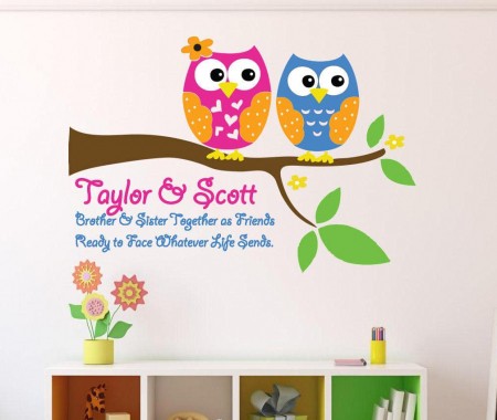 Personalised sibling owls decal