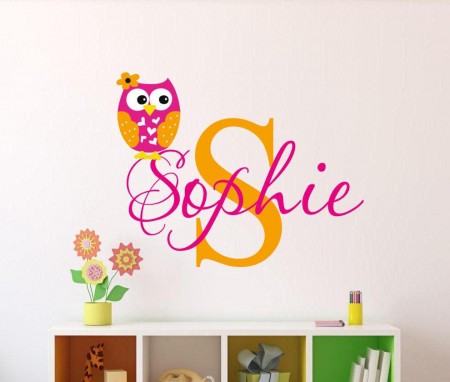 Personalised owl name decal