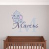 Personalised name baby elephant wall decal