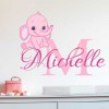 Personalised name baby elephant wall decal sticker