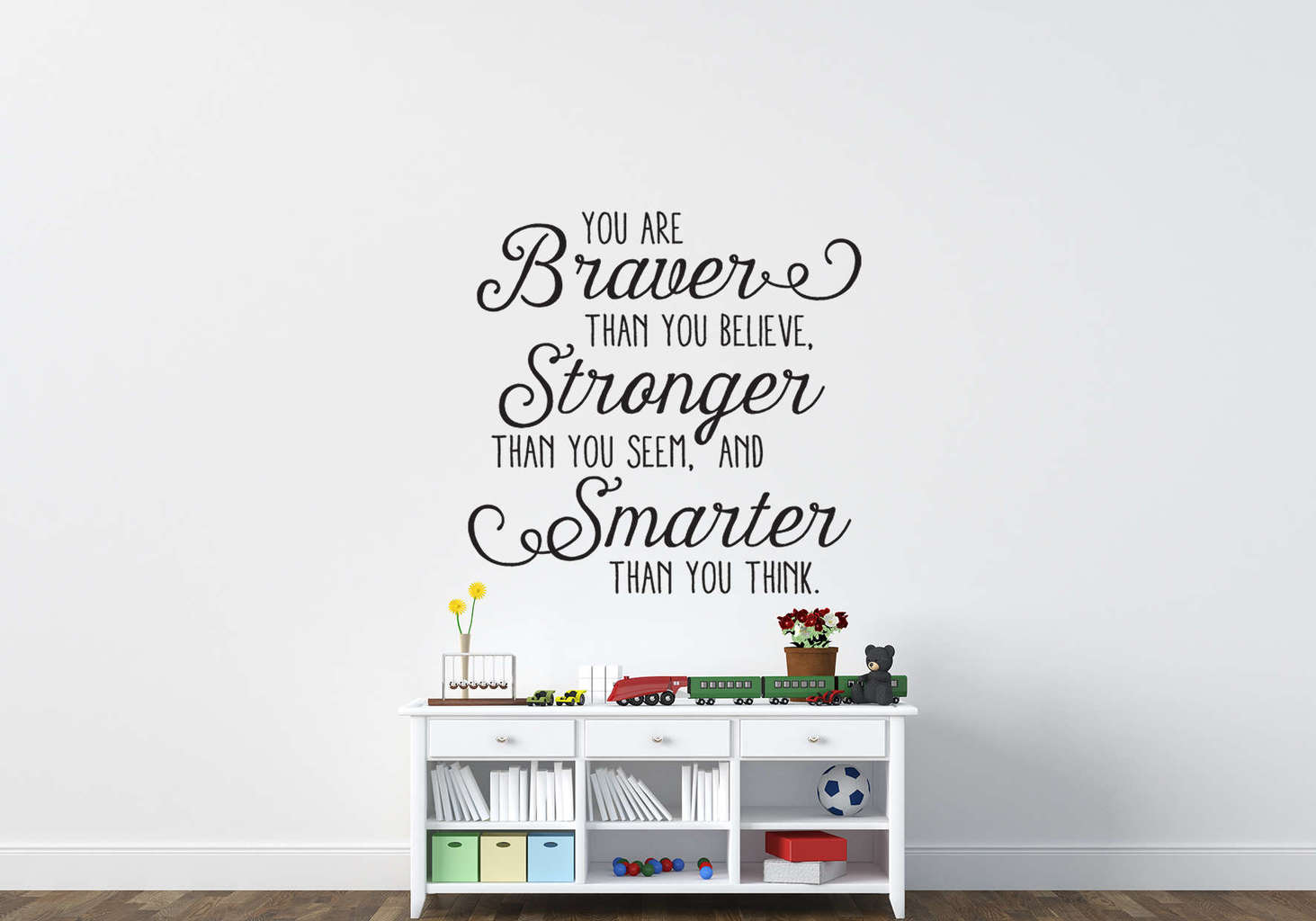 Smarter Braver Stronger Winnie The Pooh Wall Sticker – Kids Room Vinyl Decal, Black, Removable, Unisex