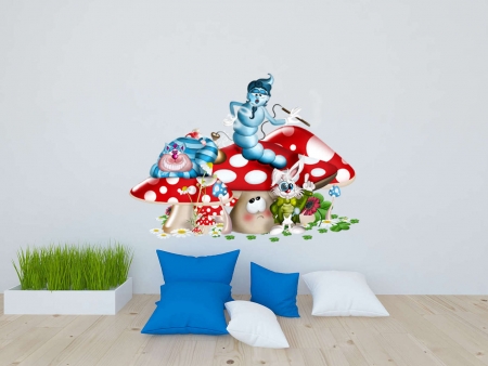 Alice in wonderland mushroom wall decal sticker