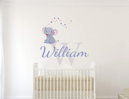 Personalised name elephant wall decal