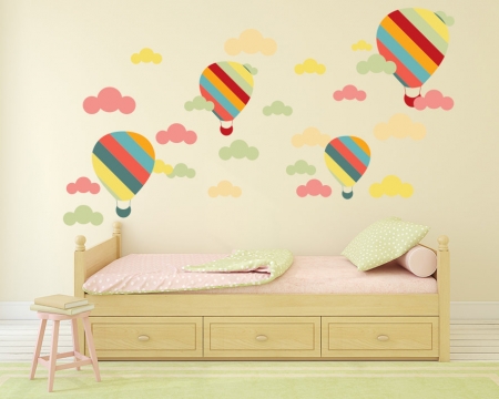 Balloon and Clouds Wall Sticker Set