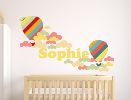 Personalised Balloon and Clouds Name Wall Sticker