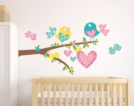Birds and Butterflies Branch Wall Decal