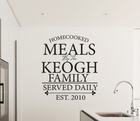 Personalized Family Meals Wall Decal, kitchen wall decal, kitchen wall sticker, personalised kitchen wall decal, family name wall decal, custom family name wall decal, kitchen wall quote, kitchen wall words, personalised wall sticker for kitchen
