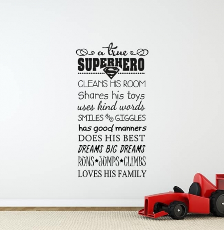 A True Superhero Wall Decal Sticker, superhero rules