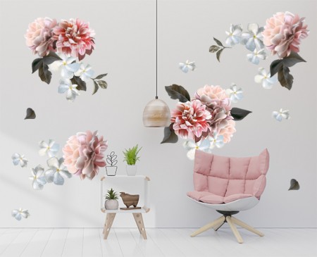 Peony Flower Wall Decal Set
