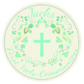 Personalised Communion Stickers Circle Blue
